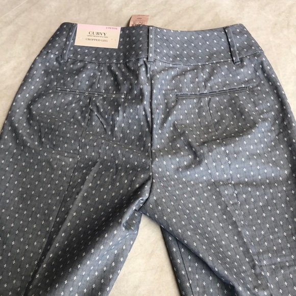 Ann Taylor Women's Curvy Cropped Leg Trouser Pants Gray White Diamond Size 2P - Picture 4 of 14
